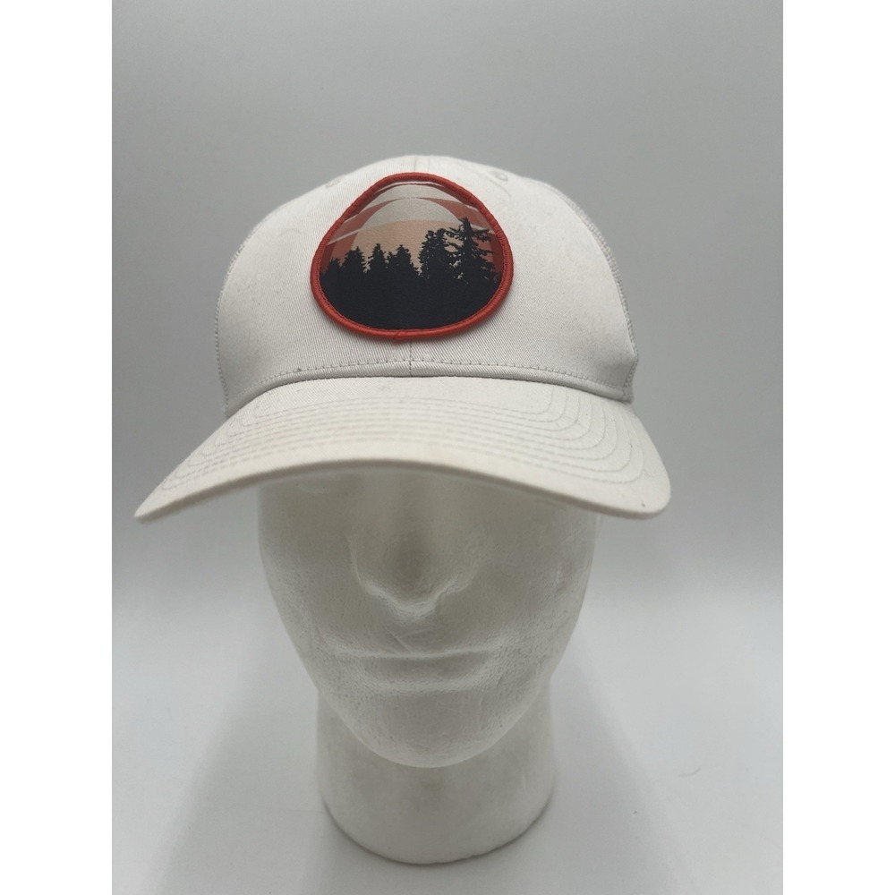 Columbia Mesh Trucker Snapback Hat White Forest Mountain Patch Cap